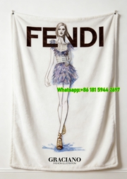 Fendi Purple Feather Dress Fashion Sketch Flannel Throw Blanket IMG_9615